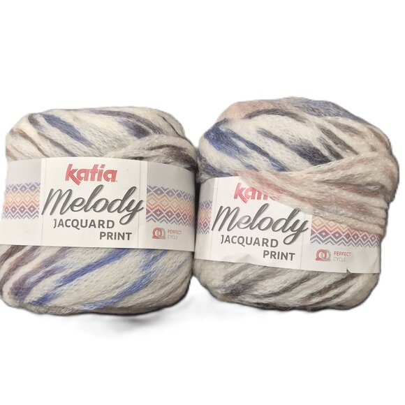 Katia Melody Jacquard Print 506 — 2x100g Italy Discontinued Zigzag Pattern - Picture 1 of 2